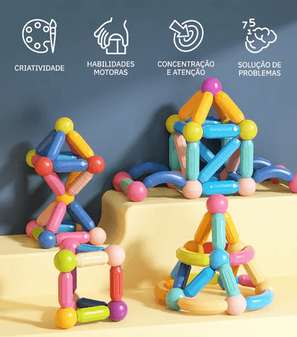 Blocos de Construção Magnéticos para Crianças - Constru Kids